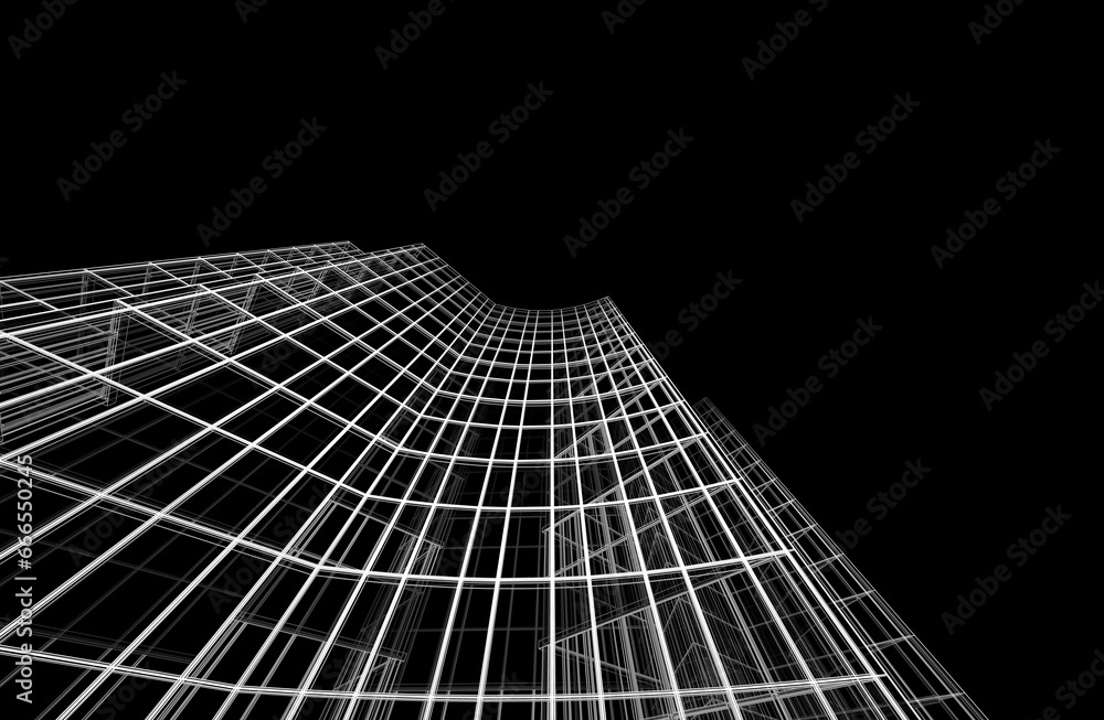 Obraz premium Modern building architectural drawing 3d illustration