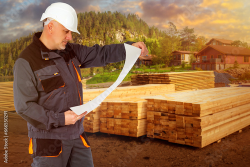 Man builder. Boards for bui...