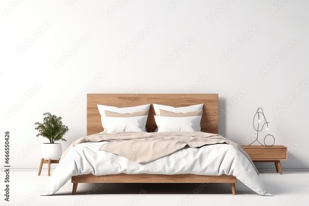 Wooden Bed With White Sheets