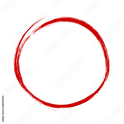 red circle pen drawing. Highlight hand drawn circle isolated on white background. Handwritten red circle. For markers, pencils, logos and text checks. Vector illustration