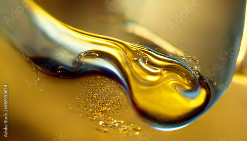 Olive or engine oil splash with waves luxury.