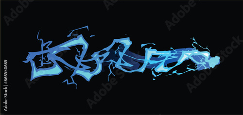 Magic explosion, bomb boom flash game effect, vector horizontal blue fire blast with rising smoke, , power beam