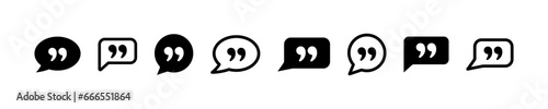 Quote icons vector set. Speech bubble with quotation.
