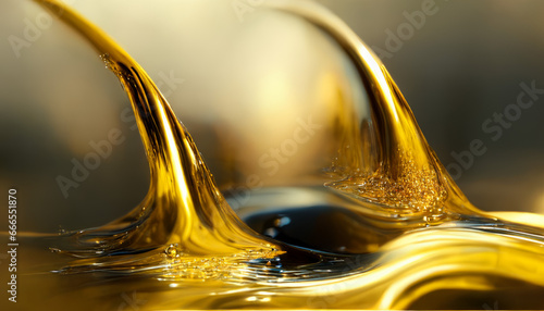Olive or engine oil splash with waves luxury.