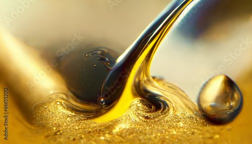 Olive or engine oil splash with waves luxury.