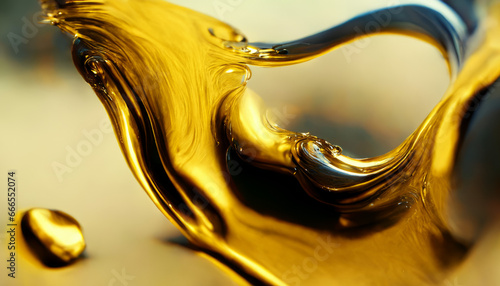 Olive or engine oil splash with waves luxury.