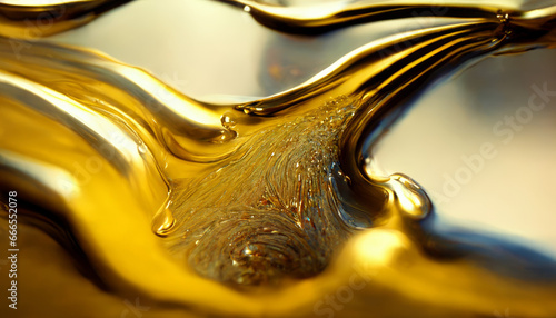 Olive or engine oil splash with waves luxury.