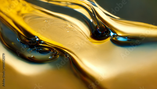 Olive or engine oil splash with waves luxury.