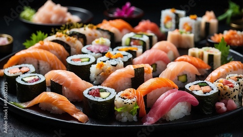 Sushi on dark background 