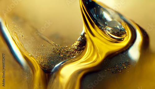 Olive or engine oil splash with waves luxury.