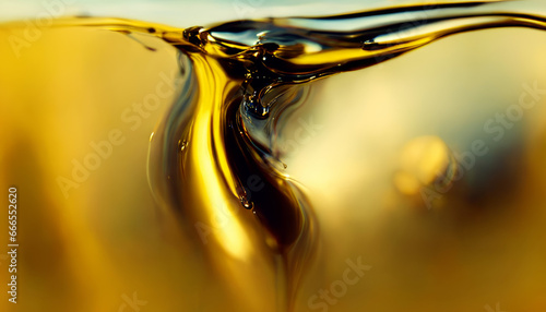Olive or engine oil splash with waves luxury.