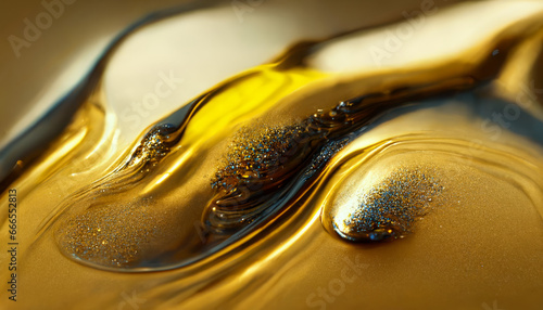 Olive or engine oil splash with waves luxury.