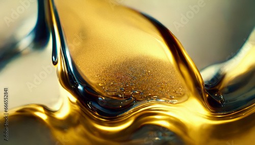 Olive or engine oil splash with waves luxury.