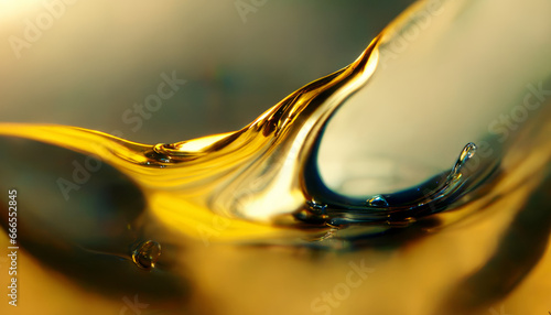 Olive or engine oil splash with waves luxury.
