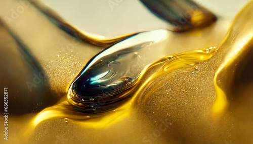 Olive or engine oil splash with waves luxury.