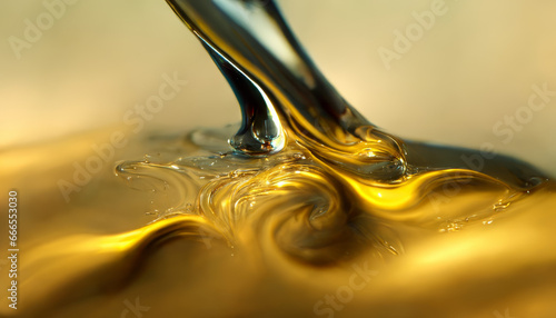 Olive or engine oil splash with waves luxury.