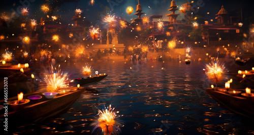 Vesak Sky Lanterns,landscape at night city,New Year and Christmas party background with sparklers and bokeh lights