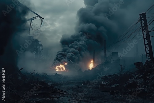 Apocalyptic Scene Engulfed In Smoke