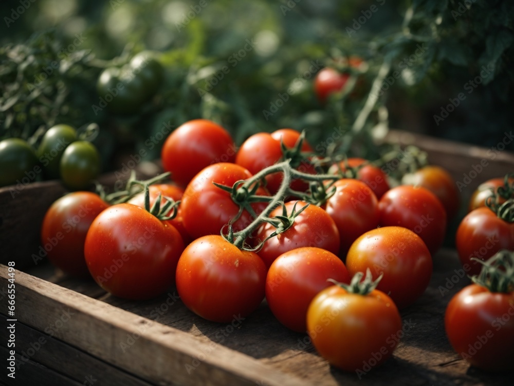 Fresh tomatoes harvested from the plantation, generative IA