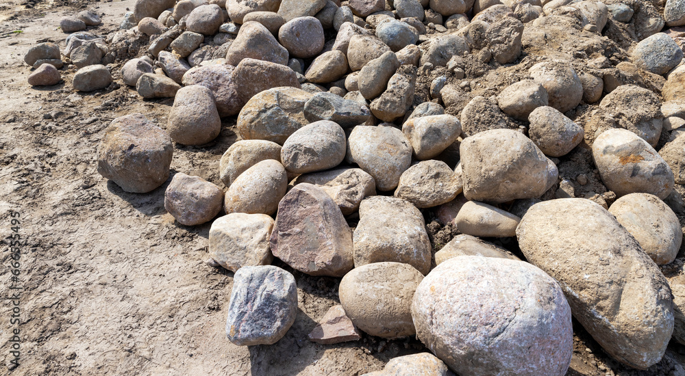 large stones on the construction site used for construction large stones on the construction site used for construction