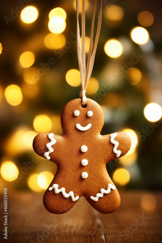 Сhristmas gingerbread cookies on a glowing background with a place for text.