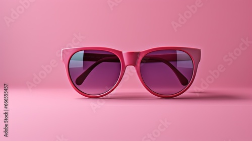  a pair of pink sunglasses on a pink background with a pink background. generative ai