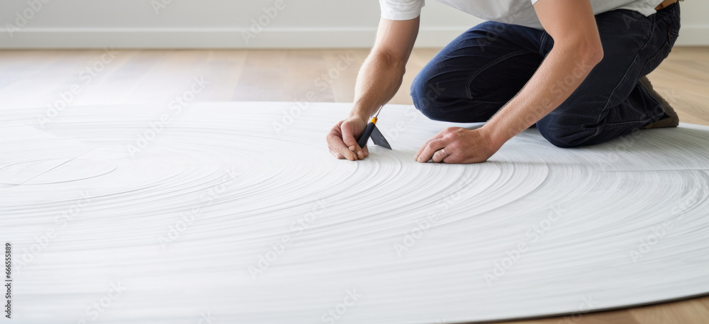 Professional Installation of White Wilson Flooring on Wooden Floor Professional Installation of White Wilson Flooring on Wooden Floor