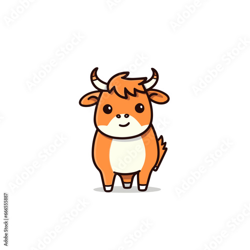 Ox hand-drawn illustration. Ox. Vector doodle style cartoon illustration. generative ai