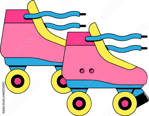 bright pink quad rollers on four wheels