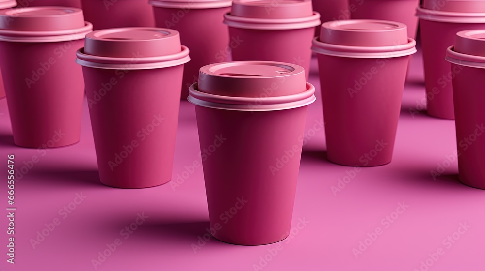 a group of pink coffee cups sitting next to each other. generative ai a group of pink coffee cups sitting next to each other. generative ai