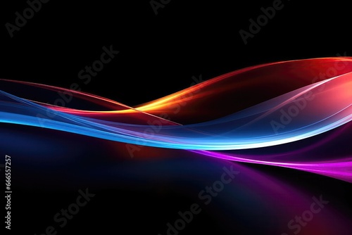Colorful Light Trails With Motion Effect On Black Background