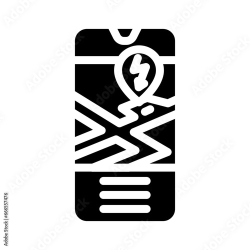 ev charging map electric glyph icon vector. ev charging map electric sign. isolated symbol illustration