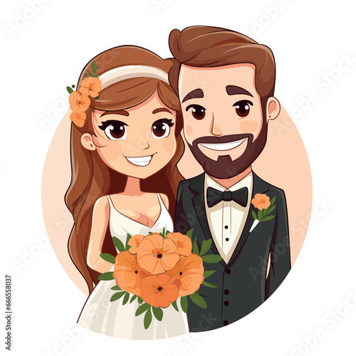 Wedding hand-drawn comic illustration. Wedding. Vector doodle style cartoon illustration. generative ai