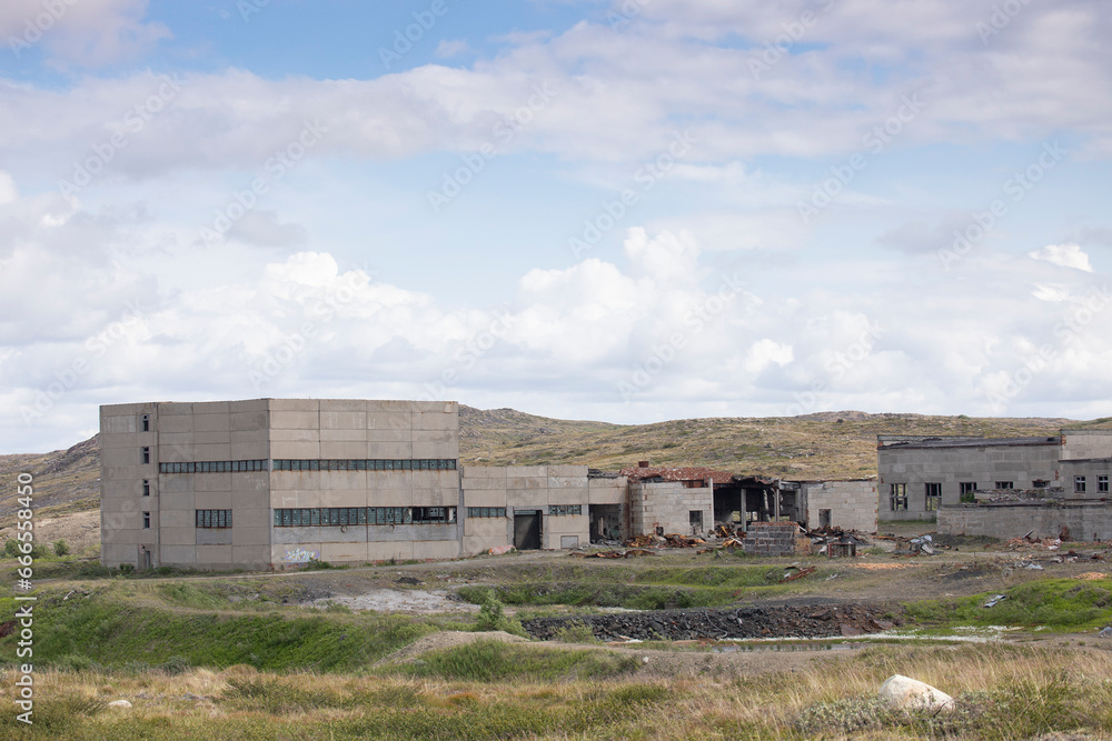 Russia. Kola Superdeep Borehole, destroyed buildings Russia. Kola Superdeep Borehole, destroyed buildings