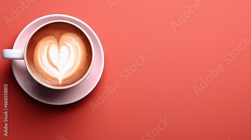  a cup of coffee with a heart shaped pattern on it. generative ai