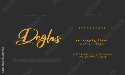 Handwritten Script font. Hand drawn brush style modern calligraphy cursive typeface. Hand Lettering and Custom Typography alphabet for Designs: Logo, Greeting Cards, Poster. Vector Brush type set. 