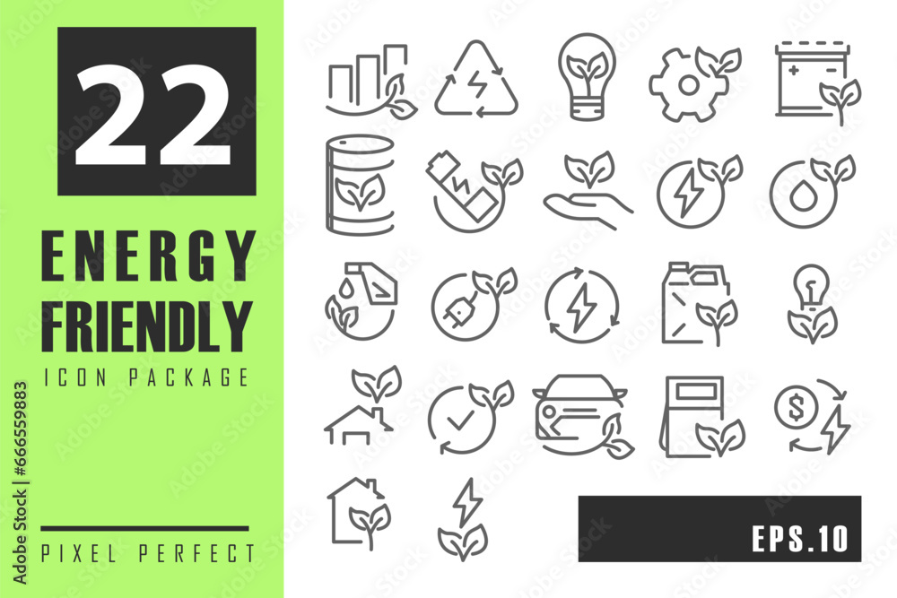 energy friendly outline icon pixel perfect set. designed for web or mobile app vector icon