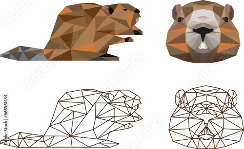 geometric beaver made of triangles