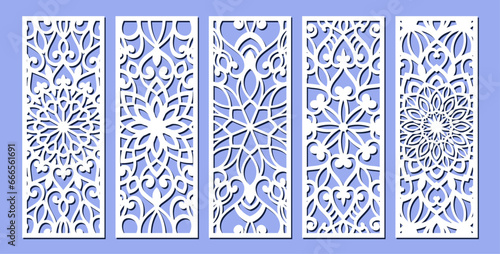 Laser cut panel, geometric islamic pattern. CNC cutting, wall art, home interior decor, room privacy screen. Paper art, card background. Arabic ornament. Vector illustration