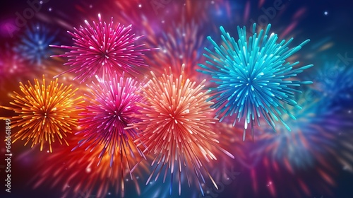  a bunch of fireworks that are in the sky with colors.  generative ai