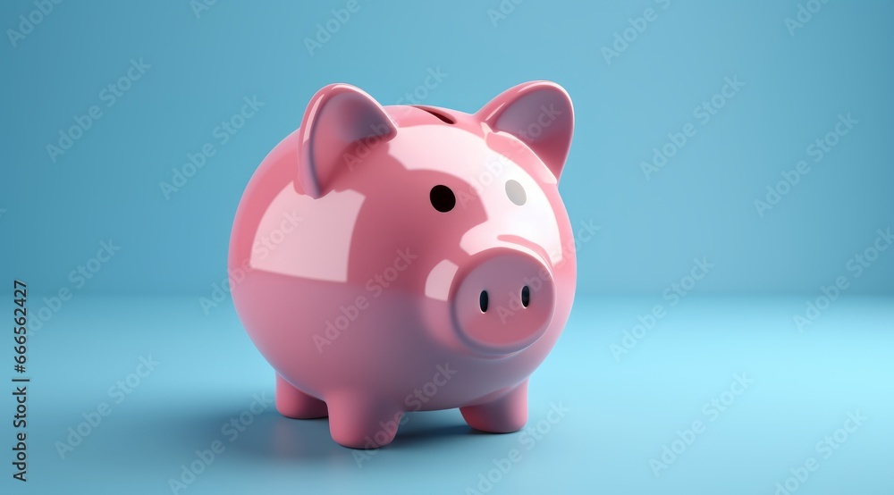 Piggy Bank Isolated on Blue Background for Personal Finance