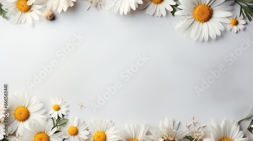 a group of daisies on a white background with space for text.  generative ai © Shanti