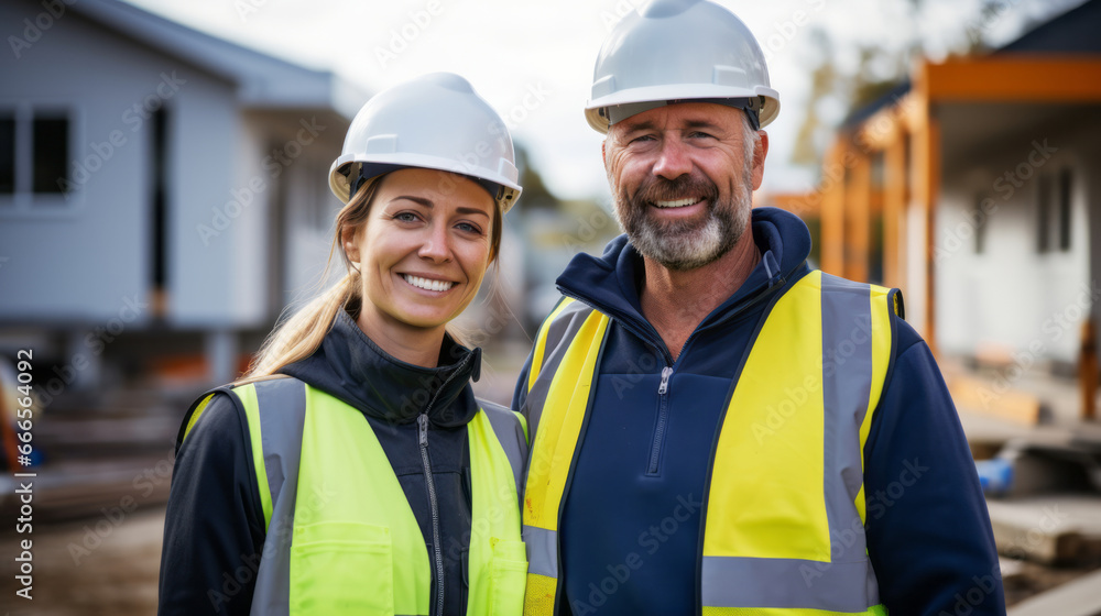 Portrait of smiling civil engineer or professional building constructors or architects Portrait of smiling civil engineer or professional building constructors or architects