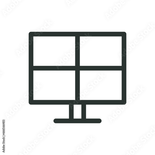Managing workplace monitoring and surveillance isolated icon, multi-monitor vector icon with editable stroke