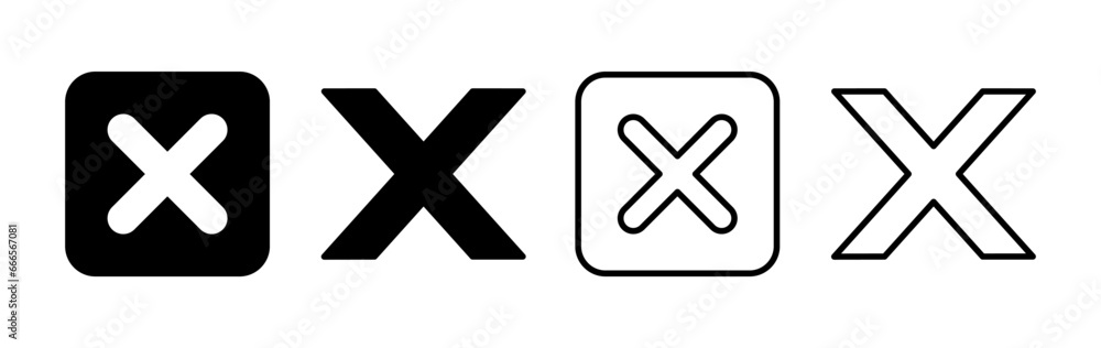 Close vector icon. Delete icon. remove, cancel, exit symbol. Close vector icon. Delete icon. remove, cancel, exit symbol.