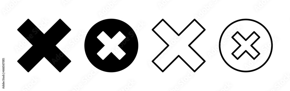 Close vector icon. Delete icon. remove, cancel, exit symbol. Close vector icon. Delete icon. remove, cancel, exit symbol.
