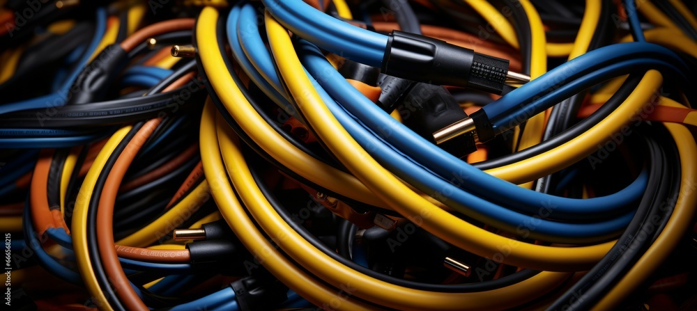 Closeup network internet cable. Generative AI technology. Closeup network internet cable. Generative AI technology.