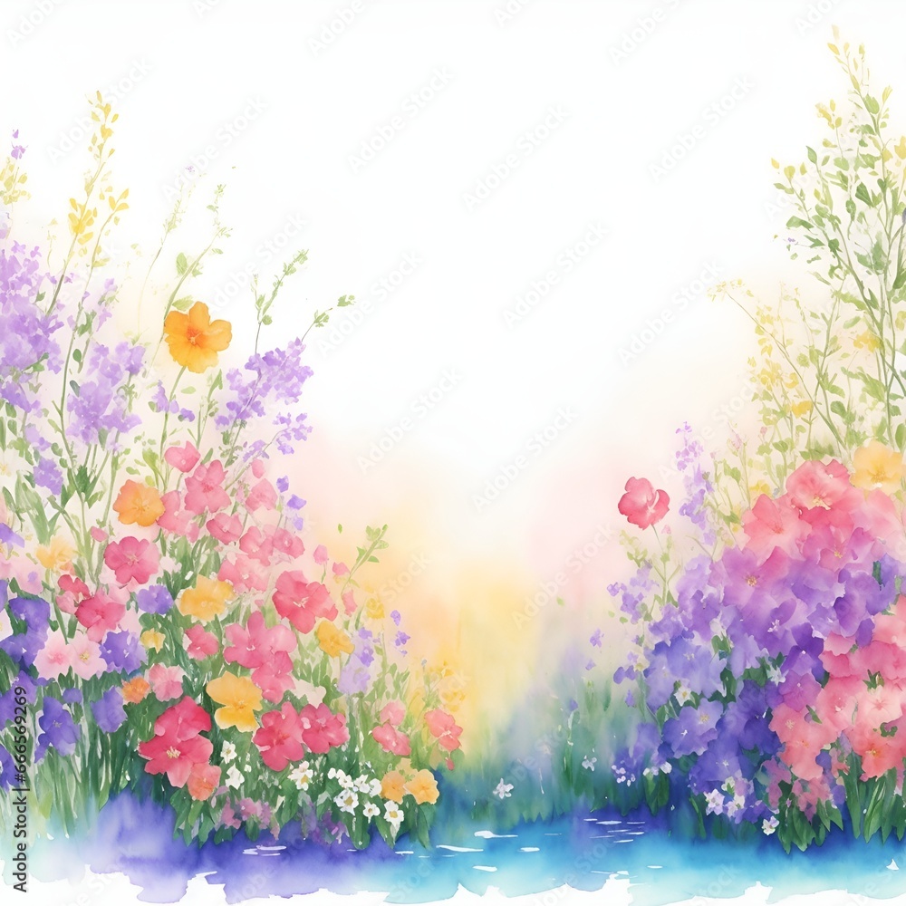The mini flowers watercolor colorful background.