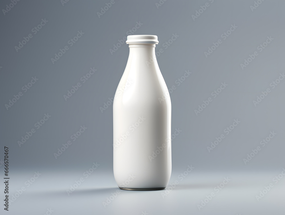 Milk bottle mock up isolated on light grey background Milk bottle mock up isolated on light grey background
