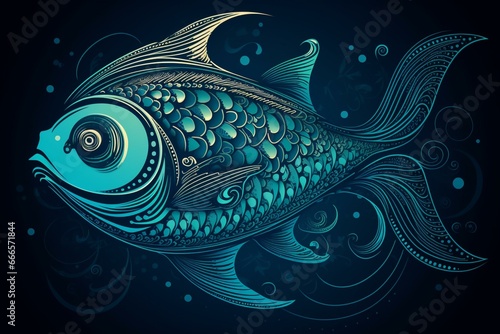 Fish symbol, zodiac sign of Pisces. Generative AI